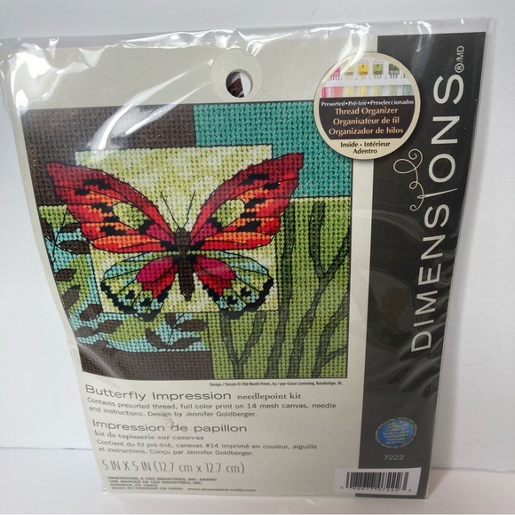Dimensions Butterfly Impression Needlepoint Kit Printed Mesh Canvas Kit Crafts - Picture 1 of 16